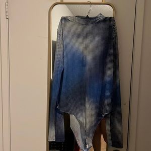 Blue long sleeve mesh bodysuit